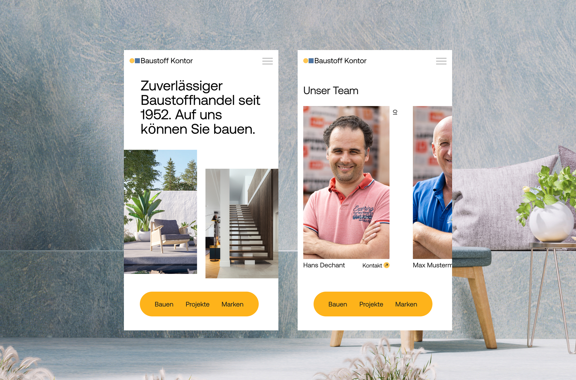 Mobile Ansicht der Website.
