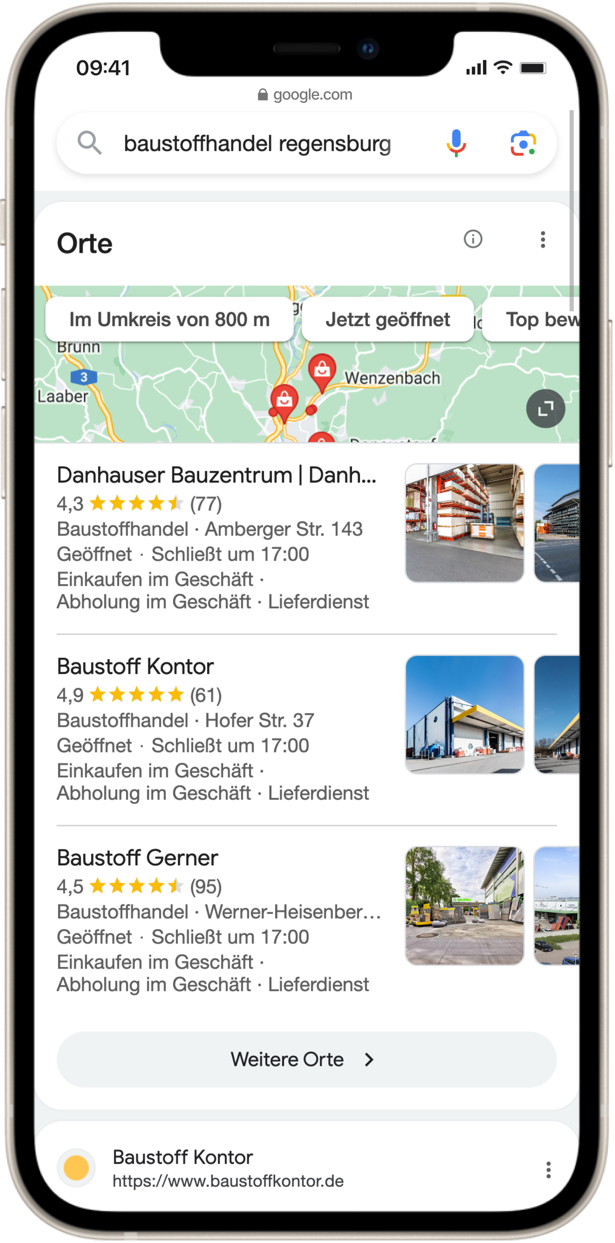 SEO Amberg Vorteile - Google SERP Bild