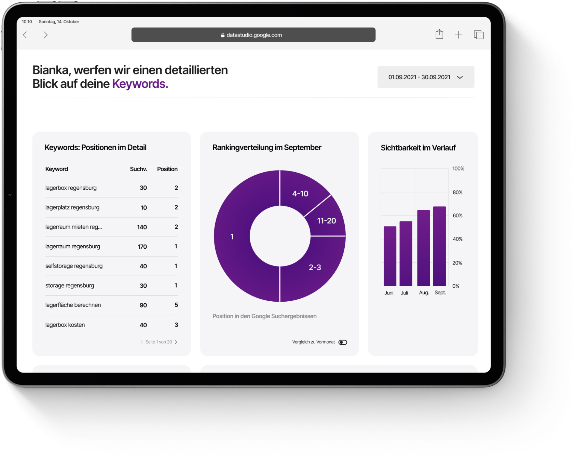 Reporting SEO in iPad