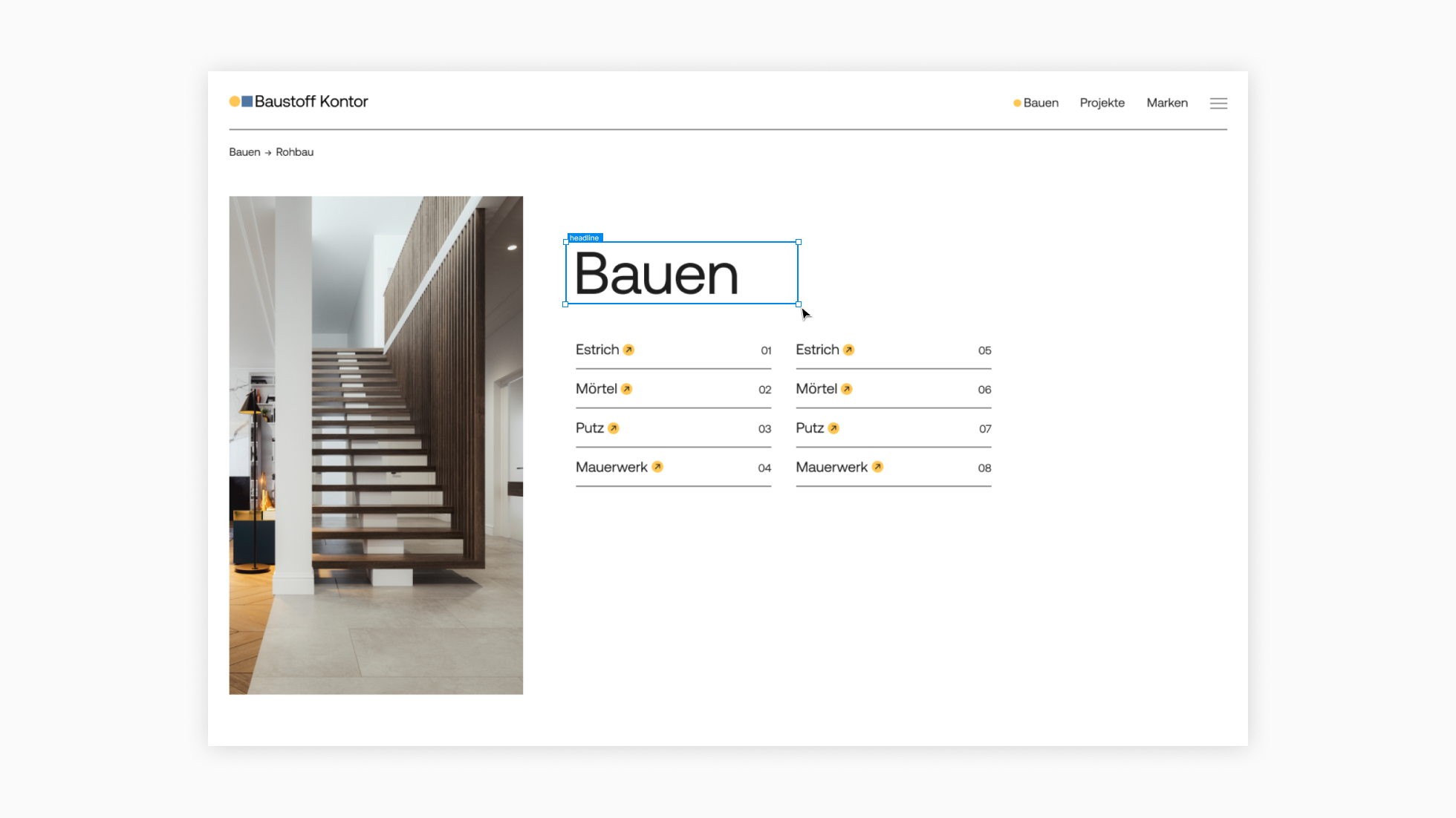 Erstellung eines Webdesigns in Figma.