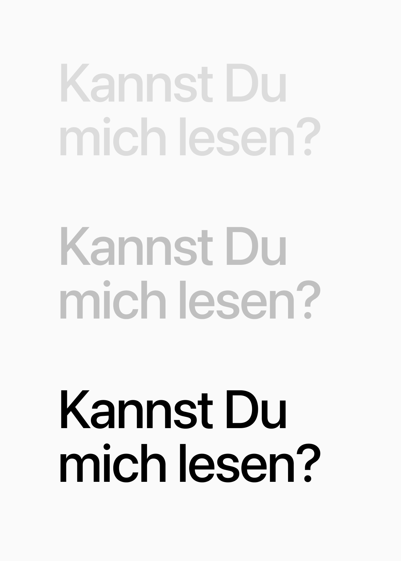 Texte mit unterschiedlichen Kontrastverhältnissen.